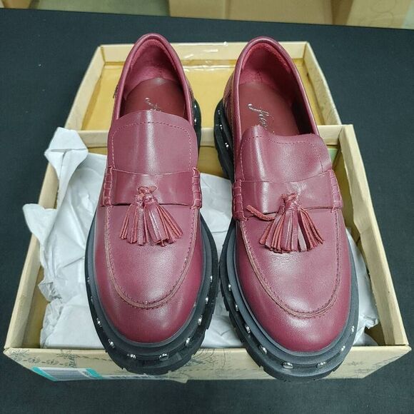 New Free People Mulberry Teagan Tassel Platform Lug Sole Loafers 7 - Picture 2 of 6